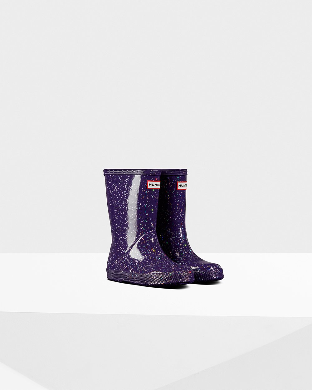 Kids Rain Boots - Hunter Original First Giant Glitter (08DHQSPAT) - Blue Purple